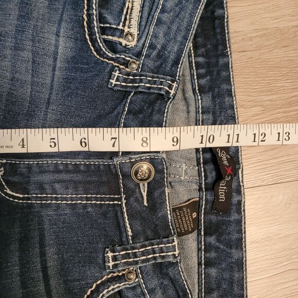 LOVE NATION Jeans Size 8 Bootcut Low Rise Medium Dark Wash Western Stretch - Picture 7 of 10